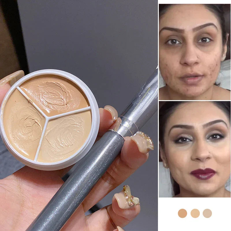 Multifunctionele concealer met drie kleuren