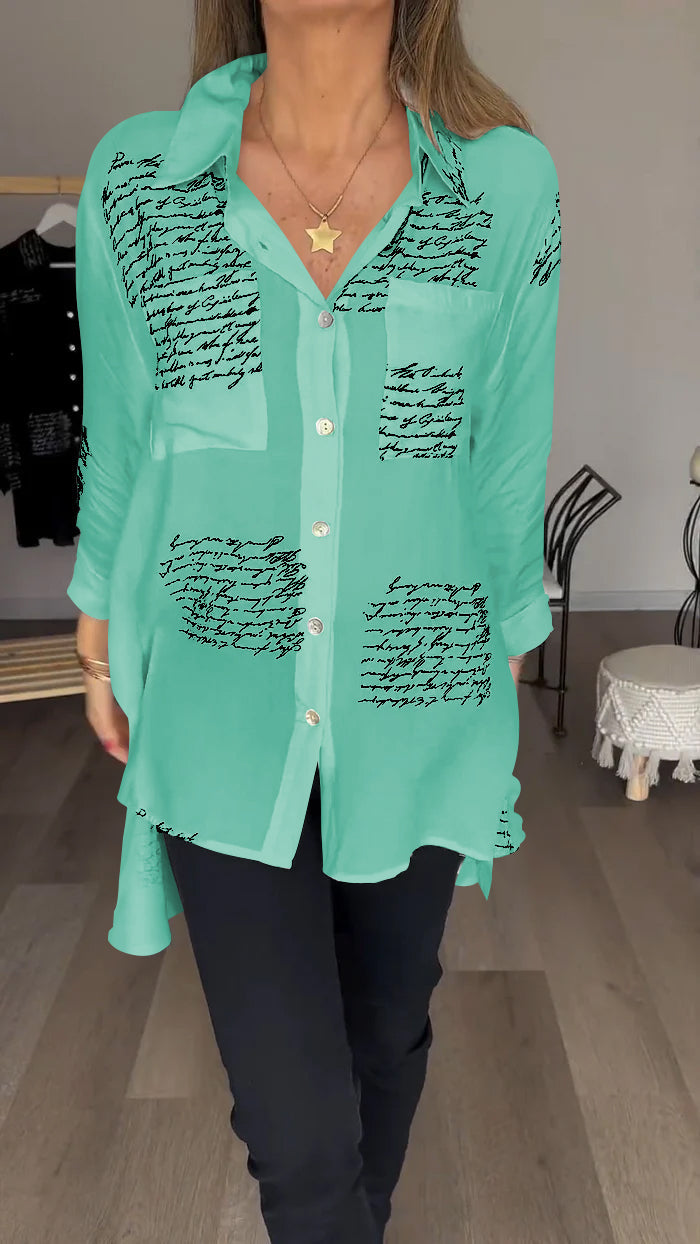 Letter Print Fashion Shirt - 2024