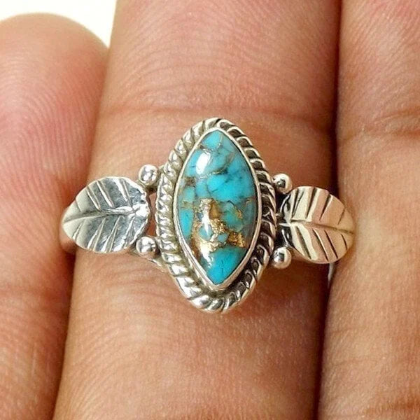 Vintage turkoois blad ring